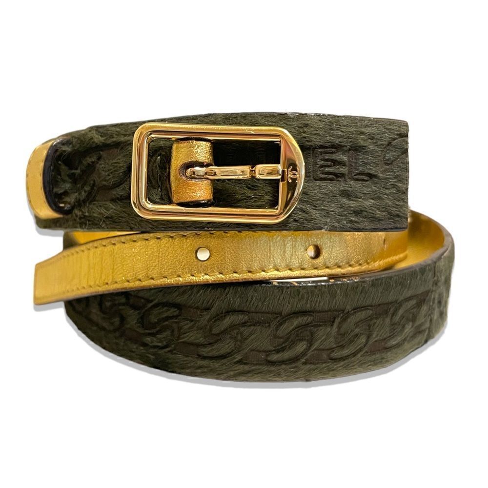 Chanel Buckle Belt Calf Hair and Leather |Size: 70|